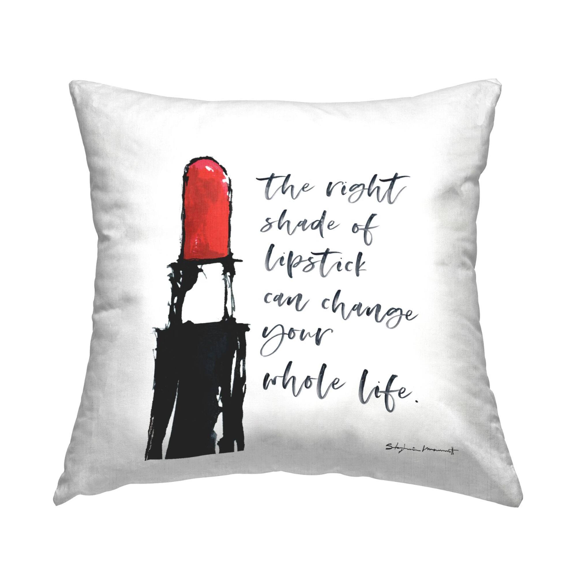 Stupell Industries Stylish Motivating Lipstick Fashion Calligraphy Quote Throw Pillow, 18" x 18"